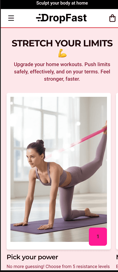 Fitness Equipment Store Builder Mobile Preview - DropFast AI Shopify Template