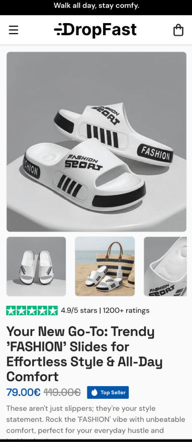 Footwear Store Builder Mobile Preview - DropFast AI Shopify Template