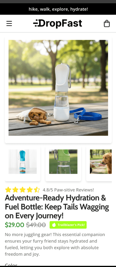 Pet Accessories Store Builder Mobile Preview - DropFast AI Shopify Template