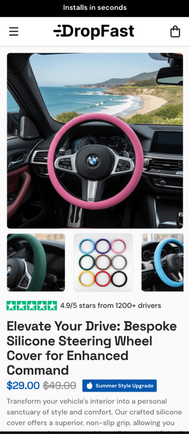 Car Accessories Store Builder Mobile Preview - DropFast AI Shopify Template