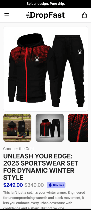 Clothing Store Builder Mobile Preview - DropFast AI Shopify Template