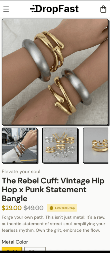 Jewelry Store Builder Mobile Preview - DropFast AI Shopify Template