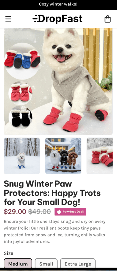 Pet Store Builder Mobile Preview - DropFast AI Shopify Template