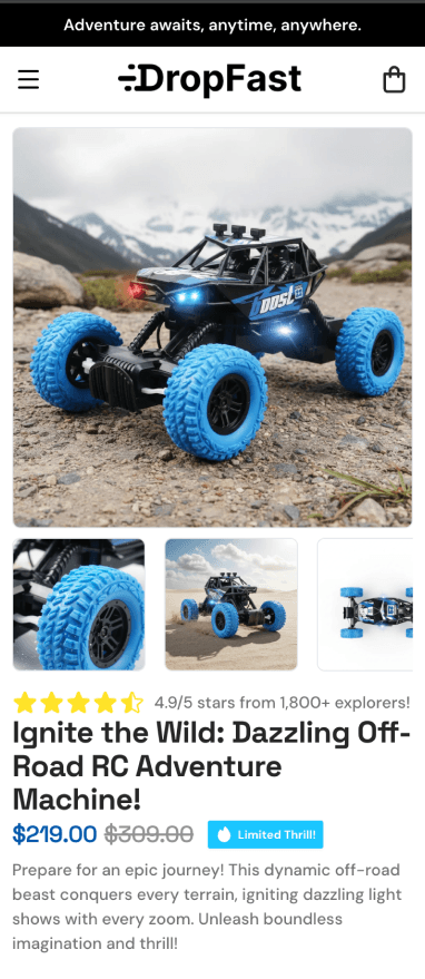 Toys Store Builder Mobile Preview - DropFast AI Shopify Template